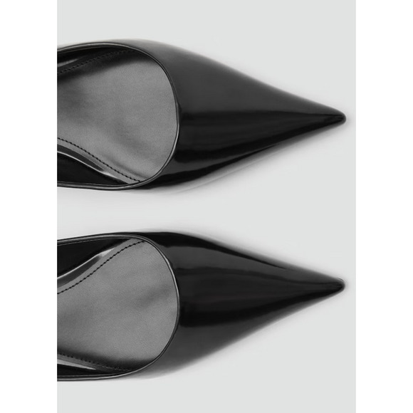 NEW MANGO MNG BLACK UPET POINTED PATENT LEATHER KITTEN HEEL HEELS SHOES 38 7.5 - Picture 5 of 9